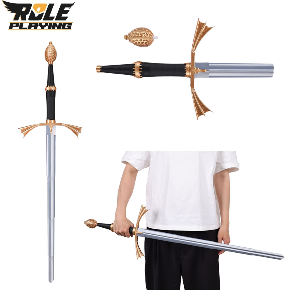 Cosplay Prop Sword - デーモンコスプレ格納式シルバープラスチックナイフ飾りドラゴンコスチュームアクセサリー成人男性用変装剣小道具ハロウィン