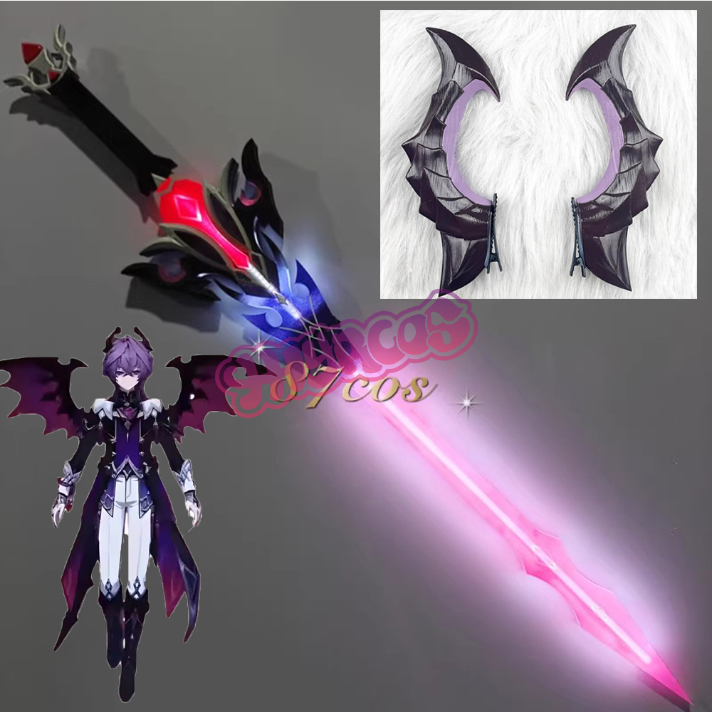 Cosplay Prop Sword - 115 センチメートルデュリン剣原神インパクト発光小道具コスプレ小道具ハロウィンクリスマスファンシーパーティーコミックショーウィッグ靴帽子